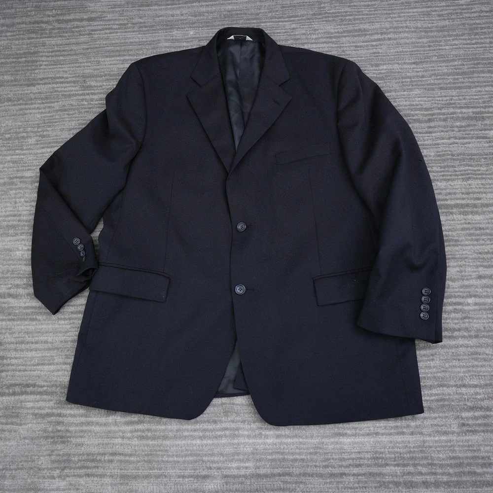 Joseph & Feiss International Mens 44 Short Navy Blue 100% Wool Blazer Sport Coat